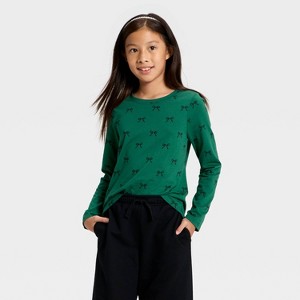 Girls' Long Sleeve Printed T-Shirt - Cat & Jack™ - 1 of 4