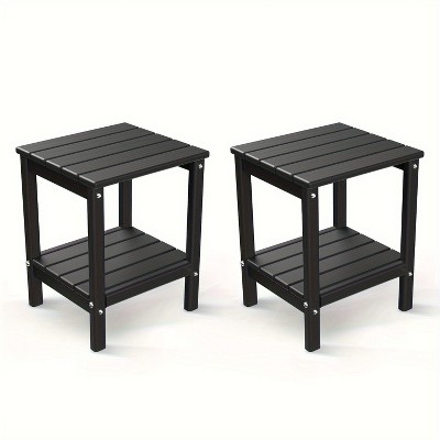 Dracelo 2-piece Adirondack Side Table, 2-tier outdoor side table with storage shelf