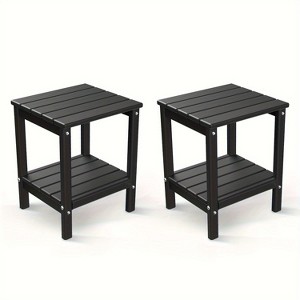 Dracelo 2-piece Adirondack Side Table, 2-tier outdoor side table with storage shelf - 1 of 4