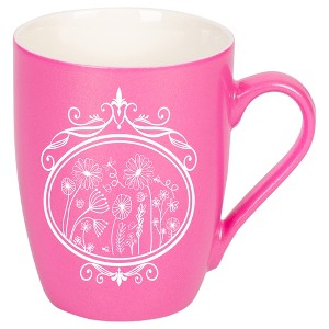 Elanze Designs Flowers in Circle Princess Pink 10 ounce New Bone China Coffee Cup Mug - 1 of 1