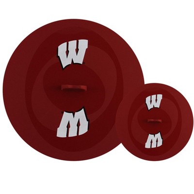 FanPans Team Logo Silicone Lid Set, 2 Pack - NCAA Wisconsin Badgers