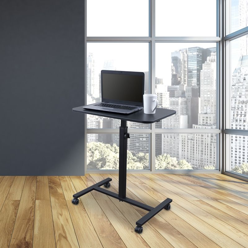 Stand Up Desk Store Height Adjustable Single Column Rolling Standing Desk Laptop Stand - Black, 3 of 5