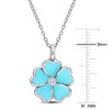 EVERLY JEWELRY | Sterling Silver 1/10ct TGW White Topaz Light Blue Enamel Plated Flower Pendant with Chain, 17 inc - 2 of 4