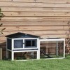 PawHut 2 Levels Wooden Rabbit Hutch Bunny Hutch House Guinea Pig Cage with Run Space, Removable Tray, Ramp and Waterproof Roof for Outdoor - 2 of 4