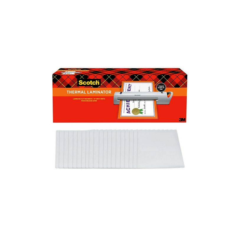 Scotch Thermal Laminator with 20 Letter Size Pouches (TL1302XVP), 1 of 7