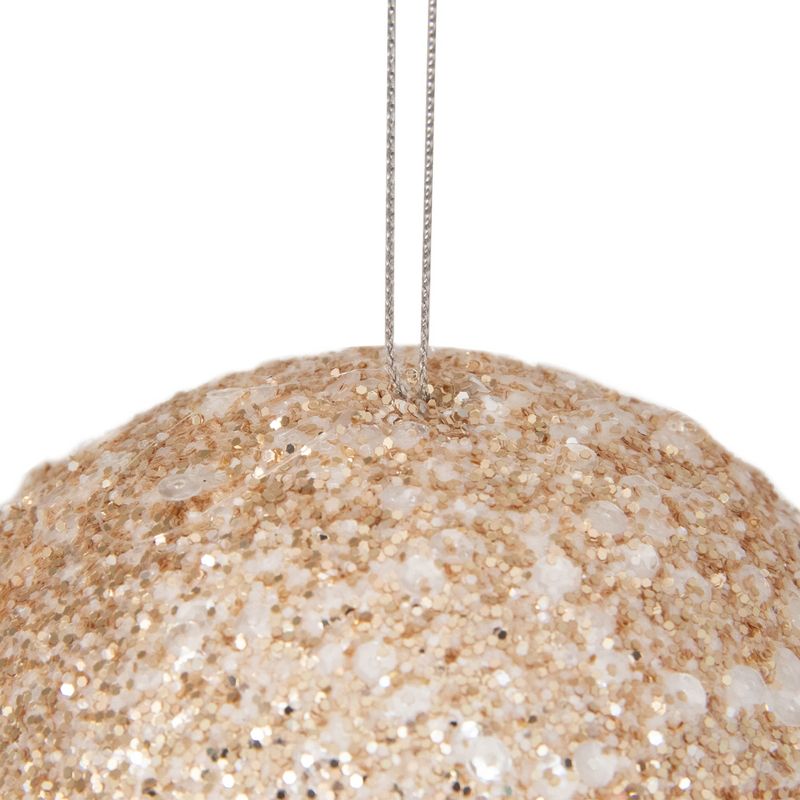Northlight 4" Champagne Gold Sequin Glitter Christmas Ball Ornament, 3 of 4