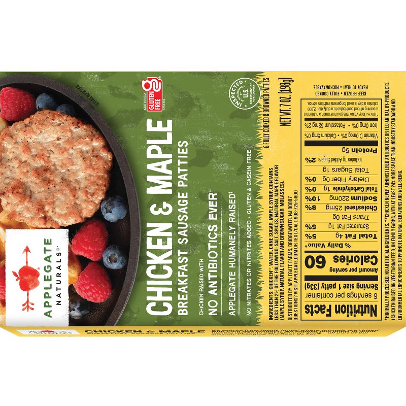 Applegate Naturals Chicken &#38; Maple Frozen Sausage Patties - 6ct/7oz, 3 of 6