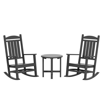 WestinTrends 3 Piece Outdoor Porch Rocking Chairs with Round Side Table Set