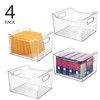 mDesign Deep Plastic Office Storage Bin w/Handles for Home Office, 4 Pack, Clear, USA Made - 2 of 4