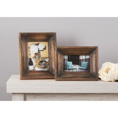 Distressed Natural Wood 5x7 Picture Frame with Glass Cover