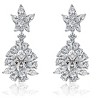 Guili Stunning White Gold Plated Cubic Zirconia Snowflake Cluster Drop Earrings Ð Sparkling, Elegant Jewelry with a Winter-Inspired Design - 2 of 2