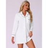 cheibear Women's Long Sleeve Notched Lapel Button Down Lounge Nightshirt - 2 of 4