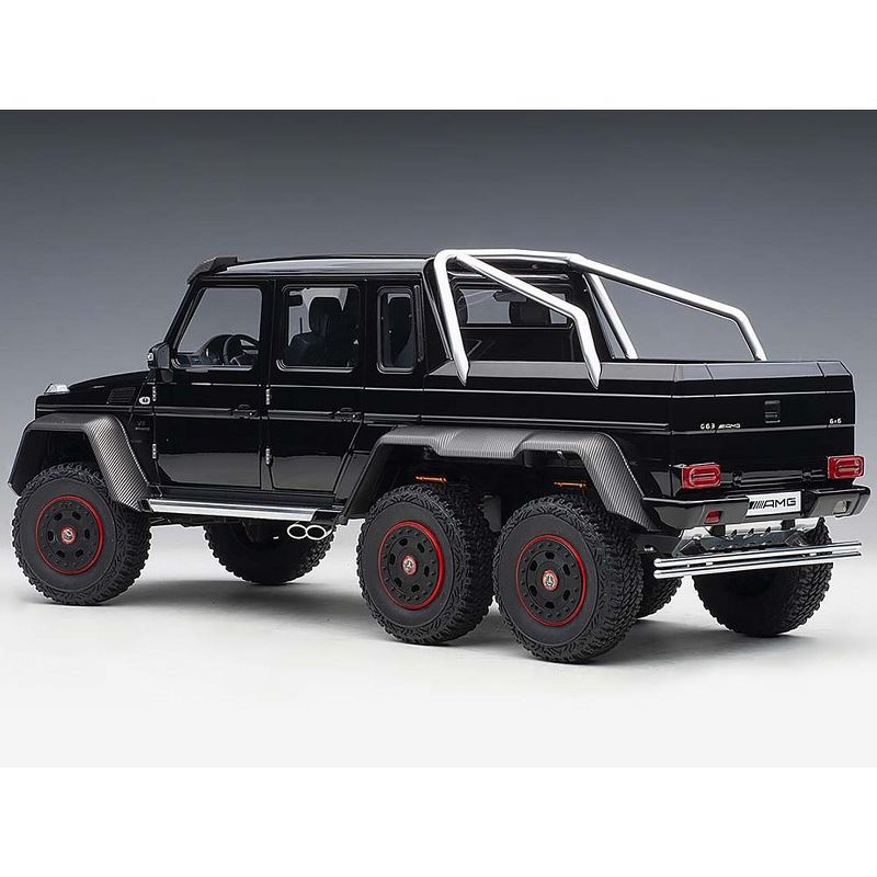 Mercedes Benz G63 AMG 6x6 Gloss Black with Carbon Accents 1/18 Model Car by Autoart, 4 of 5