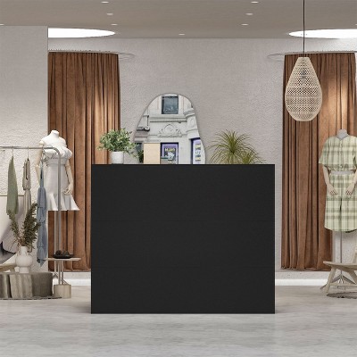 Famapy L Shaped Black Wood Computer Desk Storage Cabinet