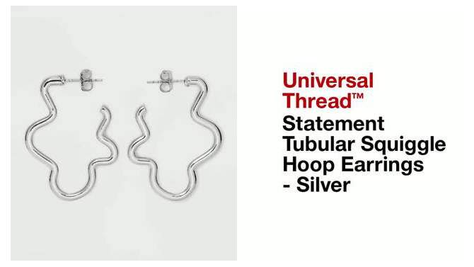Statement Tubular Squiggle Hoop Earrings - Universal Thread&#8482; Silver, 2 of 5, play video