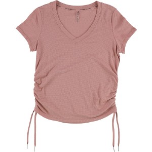 Calvin Klein Womens Drawstring-Ruched Textured Basic T-Shirt - 1 of 2