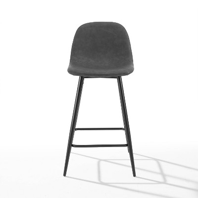 Weston Distressed Black Faux Leather Counter Height Barstools, Set of 2