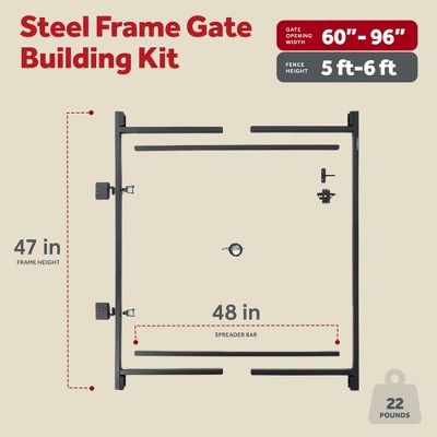 Adjustable Black Steel Frame Gate Kit with Truss Cable System