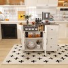 JUJABU 53.54'' White Kitchen Island Cart with Drop Leaf, Storage Shelves, Wheels and Wood Top - 4 of 4