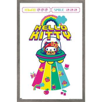 Trends International Hello Kitty and Friends - Kuromi Framed Wall Poster Prints Barnwood Framed Version 14.725 x 22.375