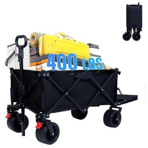 HTUTWOO Beach Collapsible Wagon Cart, Duty 350 lbs, Heavy Folding Utility Cart, Large Beach/Garden Cart for Outdoor Activities, Camping, Groceries - 1 of 4