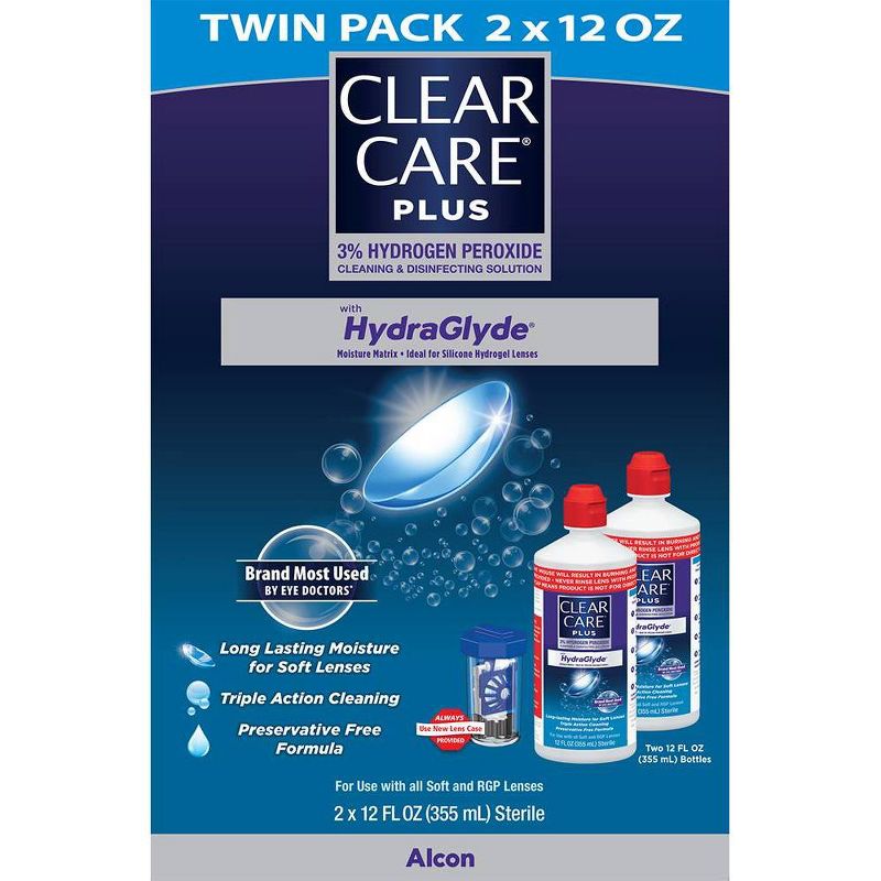 Clear Care Plus with Hydraglyde Twin Pack For Soft Lenses - 24 fl oz, 3 of 7