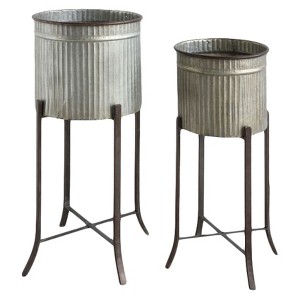 Iron Planter Silver 2pk - Storied Home: Rustic Indoor Metal Stand Set, No Assembly Required - 1 of 4