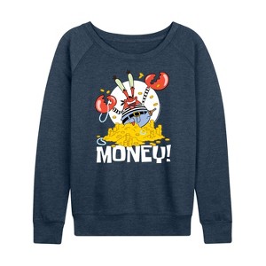 Women's - SpongeBob SquarePants - Mr. Krabs Money Lightweight French Terry Wide Neck Long Sleeve Shirt - 1 of 4