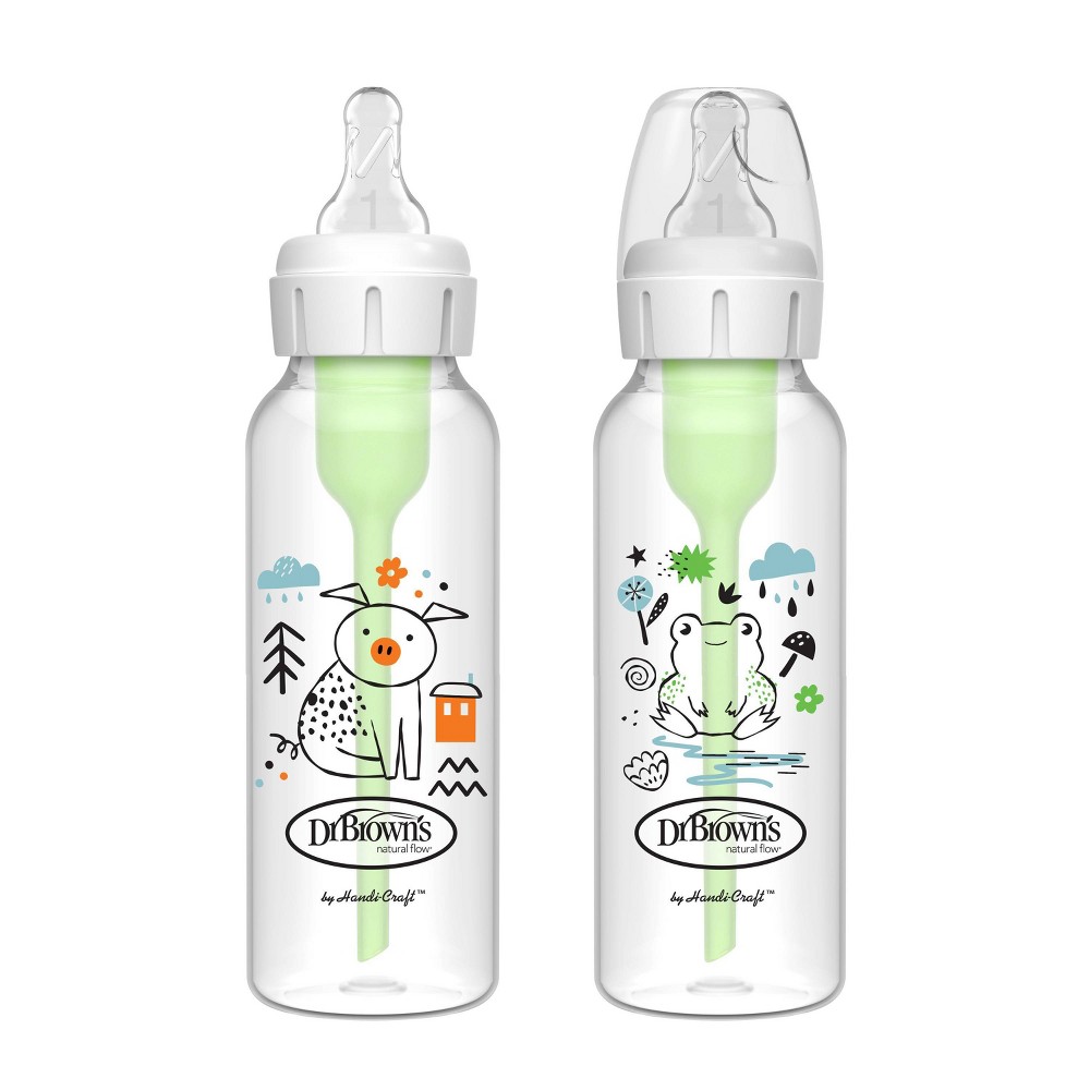 Photos - Baby Bottle / Sippy Cup Dr.Browns Dr. Brown's Anti-Colic Options+ Narrow-Neck Baby Bottle - Pig & Frog Deco - 5 fl oz/2pk 