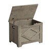 23.6" Wooden Storage Bench with Safety Hinge, Chair, Farmhouse Toy Chest & Entryway Bench, Grey/Rhombus - 3 of 4
