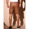 INSPIRE CHIC Men's Retro Cargo Pockets Party Biker Faux Leather Shorts - 3 of 4