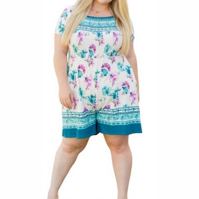 Women's Little Boho Mot Floral Romper - White Birch