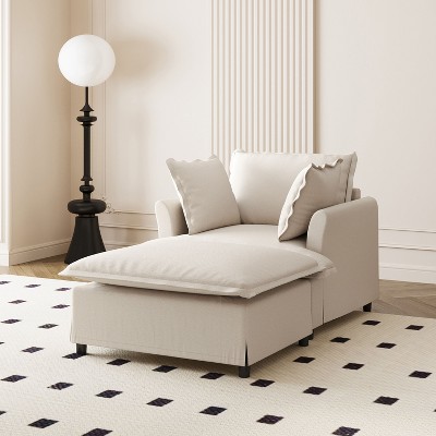 NicBex Couches for Living Room 3pc L-shaped Sectional Sofa Modern Chenille Upholstered Sofa Couch with Movable Ottoman