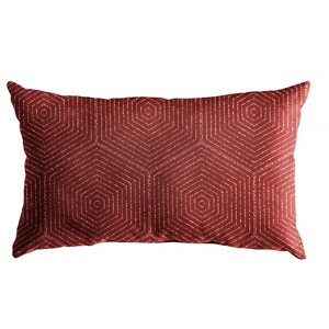 13"x20" Sunbrella Outdoor Throw Pillow Ruby: Hexagonal Dot Design, UV & Weather-Resistant Acrylic, Polyester Fill - 1 of 3