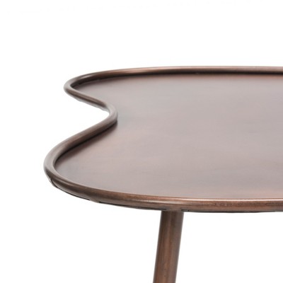 Tessa 39" Brown and Silver Metal Triangular Coffee Table