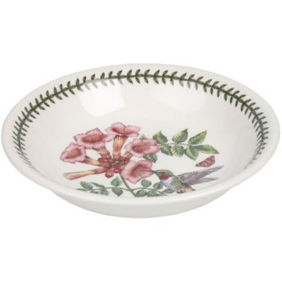 Portmeirion Botanic Garden Birds 8.5" Pasta Bowl, Ruby-Throated Hummingbird Motif with Laurel Rim - Microwave & Dishwasher Safe, Made in England