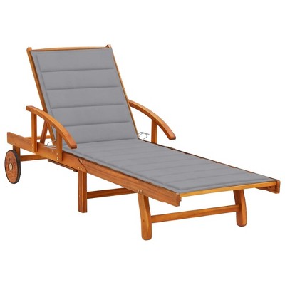 Solid Acacia wood Sunlounger vidaXL