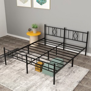 MAYEERTY 14"H Twin Size Bed Frames Metal Platform Bed No Box Spring Needed£¬Under Bed Storage, Black - 1 of 4