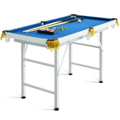 Costway 47'' Folding Billiard Table Pool Game Table for Kids w/ Cues & Chalk & Brush