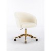 Office Chair Modern Faux Fur Upholstered Swivel Adjustable Task Chair with Arms for Bedroom or Vanity-3irtyhousy - 2 of 4