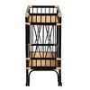 bali & pari Dalinda Modern Bohemian Two-Tone Black and Natural Brown Rattan 2-Tier Kitchen Cart - 4 of 4
