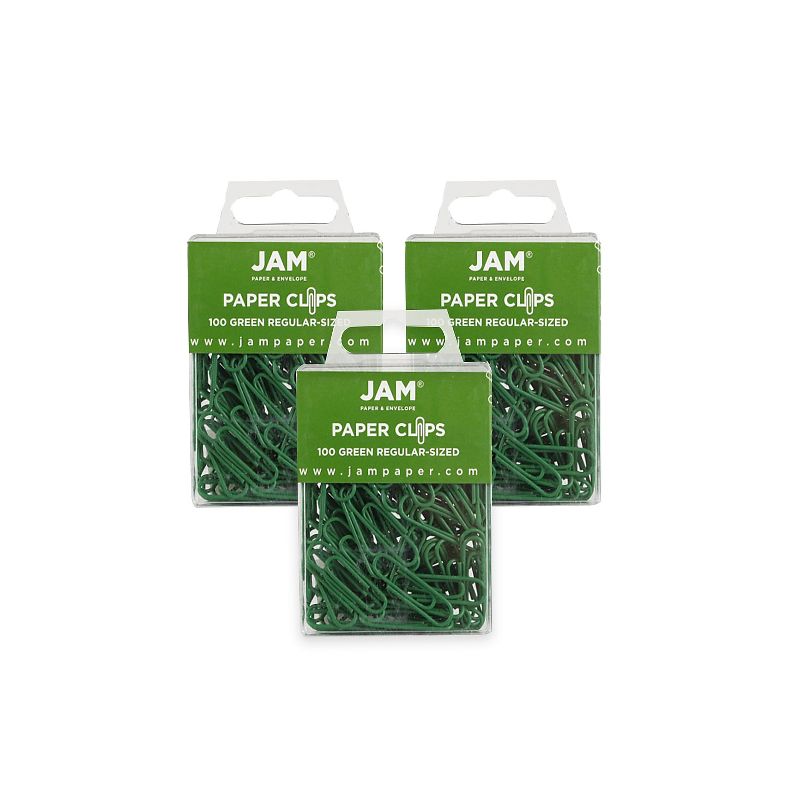 JAM Paper Colored Standard Paper Clips Small 1 Inch Green Paperclips 2183752B, 1 of 4