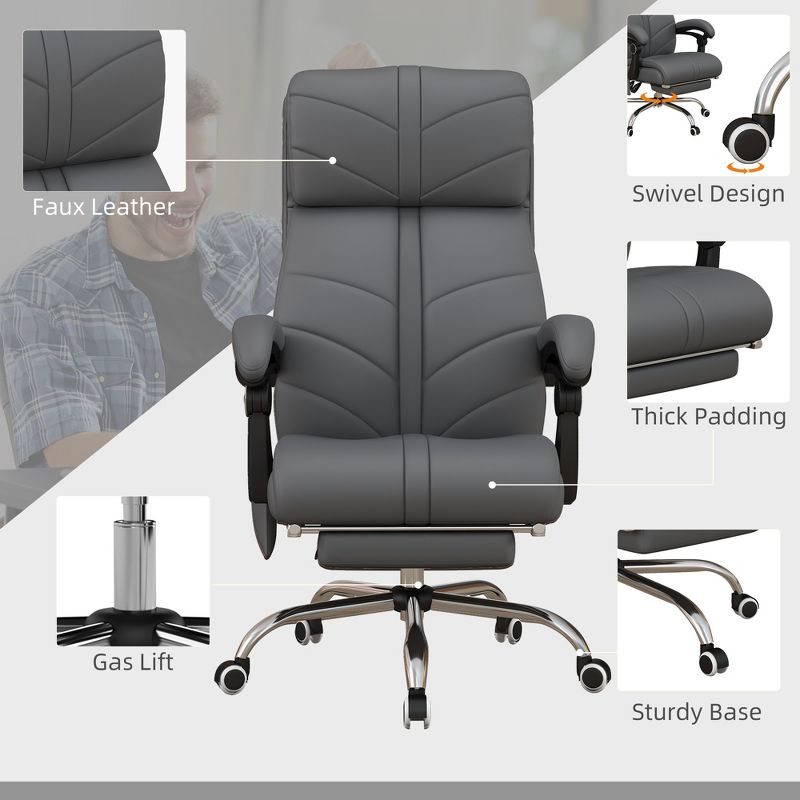 Vinsetto Vibration Massage Office Chair with Heat, Adjustable Height, High Back, Armrest, PU Leathrer Comfy Computer Chair, 5 of 7