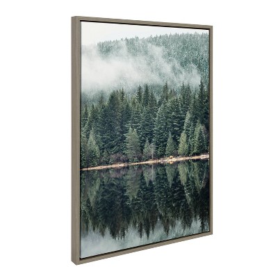 Sylvie Evergreen Reflections in Fog Framed Canvas Wall Art Set