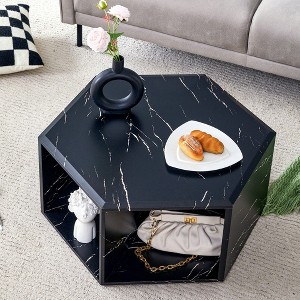 PAGED Coffee Table with Storage Space,Modern MDF Hexagon Tea Table,Center Table for Livng Room - 1 of 4