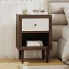 KWPZQEB Night Stand, Nightstand with Drawer & Open Shelf, Mid-Century End Table with Wooden Handle, Wooden Flie Cabinet for Bedroom, Small Spaces - 4 of 4