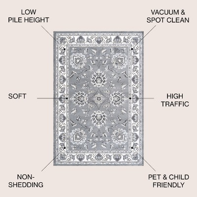 Elegant Gray and Cream Cottage-Inspired Synthetic Area Rug