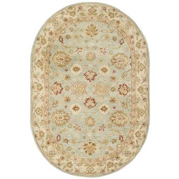 Chelsea Hk150a Hand Hooked Area Rug - Ivory/blue - 4'6x6'6 Oval