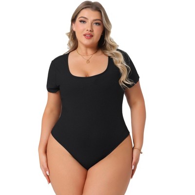 Agnes Orinda Women's 2 Pieces Square Neck Short Sleeve Bodysuit Top Wide Leg Pants Set