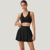 Anna-Kaci Active Women's Two-Piece Activewear Set with V-Neck Ruched Sports Bra and High Waist Flare Skirt - 2 of 4